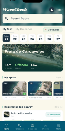 WaveCheck Home Screen